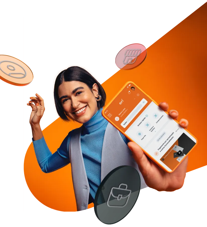 Pessoa segurando smartphone exibindo a tela da Conta Digital Efí