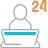 Ícone Funcionamento 24/7, incluindo feriados