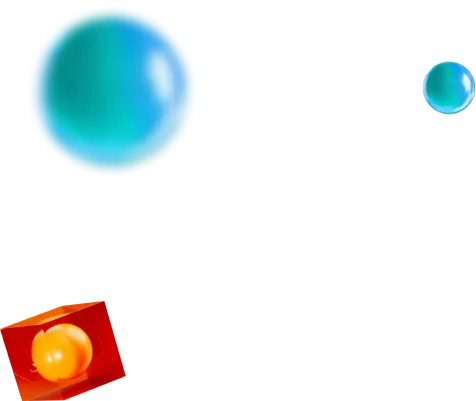 Imagem de fundo contendo cubo e esferas