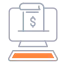 Ícone ilustração computador com símbolo financeiro