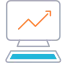 Ícone ilustração computador com gráfico de seta sendo mostrado no monitor